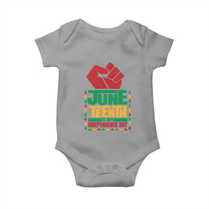 Juneteenth Is My Independence Day Baby Onesie Raised Fist TS01 Sport Gray Print Your Wear