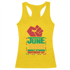 Juneteenth Is My Independence Day Racerback Tank Top Raised Fist TS01 Daisy Print Your Wear