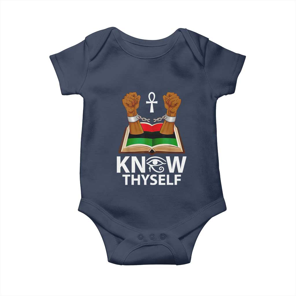 African American History Baby Onesie Know Thyself Break The Chains TS01 Navy Print Your Wear
