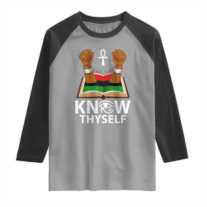 African American History Raglan Shirt Know Thyself Break The Chains TS01 Sport Gray Black Print Your Wear