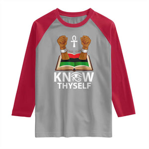 African American History Raglan Shirt Know Thyself Break The Chains TS01 Sport Gray Red Print Your Wear