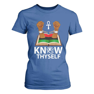 African American History T Shirt For Women Know Thyself Break The Chains TS01 Royal Blue Print Your Wear