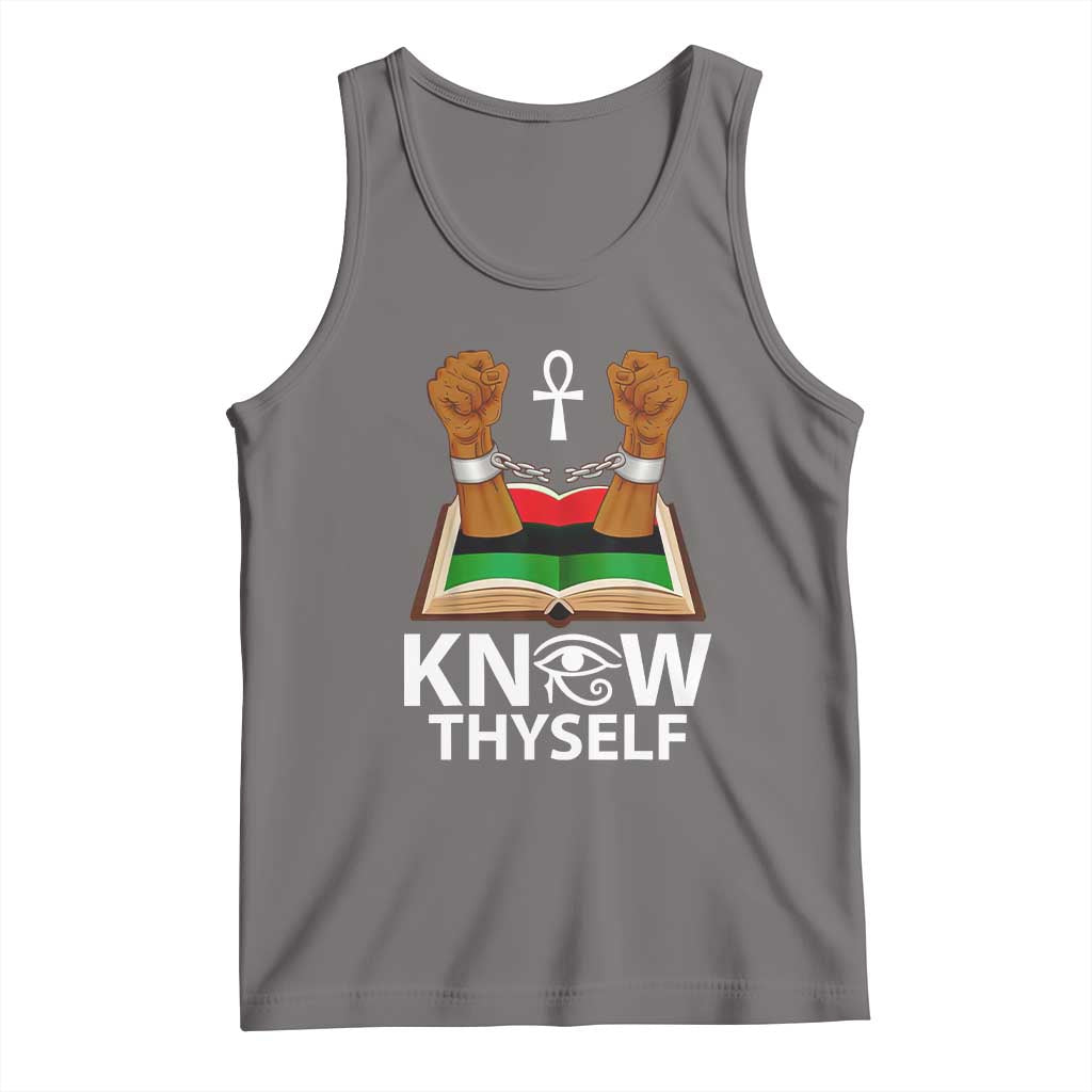 African American History Tank Top Know Thyself Break The Chains TS01 Deep Heather Print Your Wear
