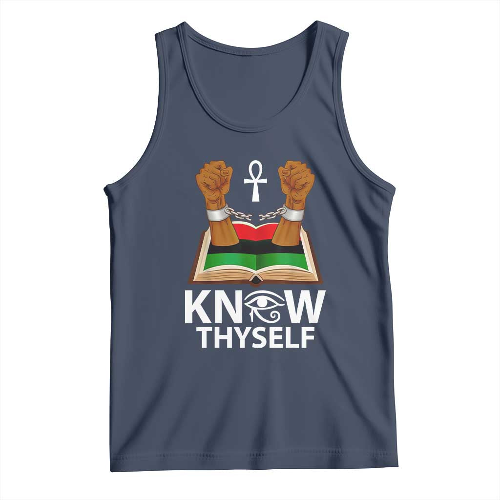 African American History Tank Top Know Thyself Break The Chains TS01 Navy Print Your Wear