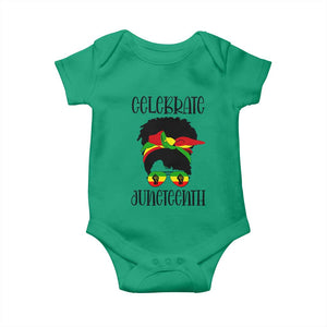 Black Women Baby Onesie Celebrate Juneteenth Messy Bun TS01 Irish Green Print Your Wear