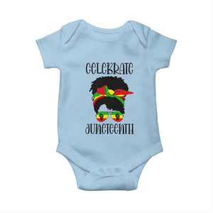 Black Women Baby Onesie Celebrate Juneteenth Messy Bun TS01 Light Blue Print Your Wear