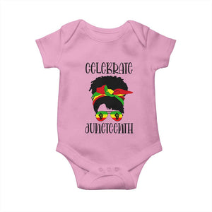 Black Women Baby Onesie Celebrate Juneteenth Messy Bun TS01 Light Pink Print Your Wear