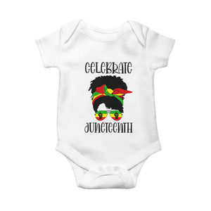 Black Women Baby Onesie Celebrate Juneteenth Messy Bun TS01 White Print Your Wear