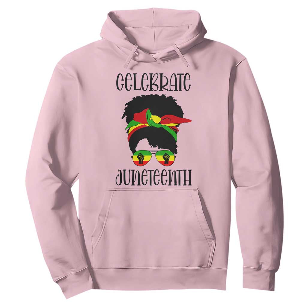 Black Women Messy Bun Juneteenth Celebrate Hoodie TS01 Light Pink Printyourwear