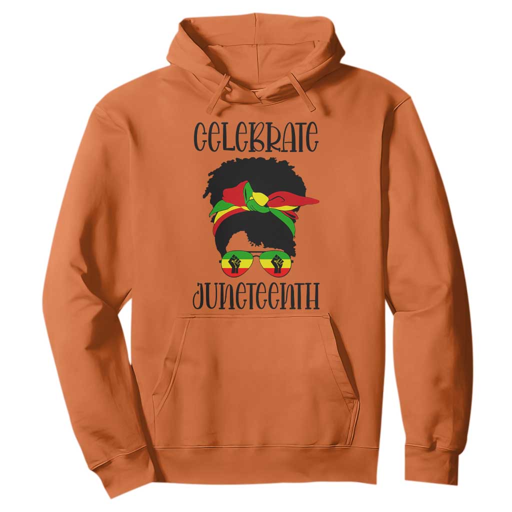 Black Women Messy Bun Juneteenth Celebrate Hoodie TS01 Orange Printyourwear