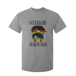 Black Women T Shirt For Kid Celebrate Juneteenth Messy Bun TS01 Sport Gray Print Your Wear