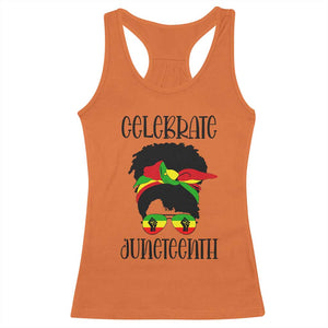 Black Women Racerback Tank Top Celebrate Juneteenth Messy Bun TS01 Orange Print Your Wear