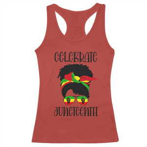 Black Women Racerback Tank Top Celebrate Juneteenth Messy Bun TS01 Red Print Your Wear