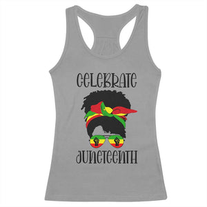 Black Women Racerback Tank Top Celebrate Juneteenth Messy Bun TS01 Sport Gray Print Your Wear