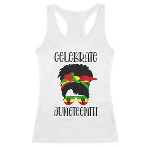 Black Women Racerback Tank Top Celebrate Juneteenth Messy Bun TS01 White Print Your Wear