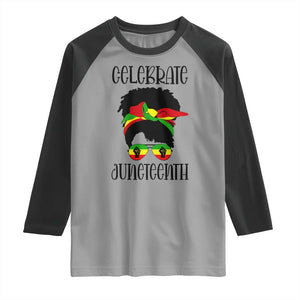 Black Women Raglan Shirt Celebrate Juneteenth Messy Bun TS01 Sport Gray Black Print Your Wear