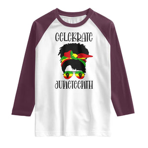 Black Women Raglan Shirt Celebrate Juneteenth Messy Bun TS01 White Maroon Print Your Wear