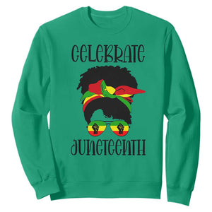 Black Women Messy Bun Juneteenth Celebrate Sweatshirt TS01 Irish Green Printyourwear