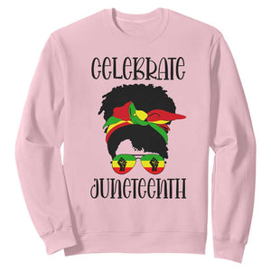 Black Women Messy Bun Juneteenth Celebrate Sweatshirt TS01 Light Pink Printyourwear