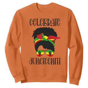 Black Women Messy Bun Juneteenth Celebrate Sweatshirt TS01 Orange Printyourwear