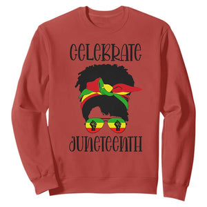 Black Women Messy Bun Juneteenth Celebrate Sweatshirt TS01 Red Printyourwear