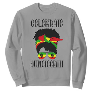 Black Women Messy Bun Juneteenth Celebrate Sweatshirt TS01 Sport Gray Printyourwear