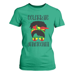 Black Women T Shirt For Women Celebrate Juneteenth Messy Bun TS01 Irish Green Print Your Wear