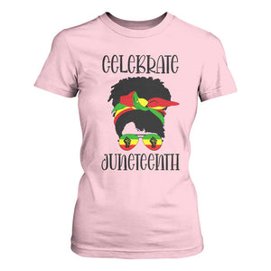 Black Women T Shirt For Women Celebrate Juneteenth Messy Bun TS01 Light Pink Print Your Wear