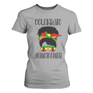 Black Women T Shirt For Women Celebrate Juneteenth Messy Bun TS01 Sport Gray Print Your Wear