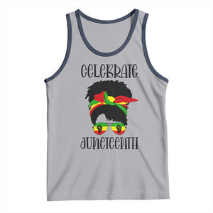 Black Women Tank Top Celebrate Juneteenth Messy Bun TS01 Athletic Heather Navy Print Your Wear