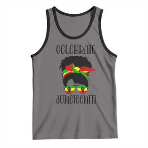 Black Women Tank Top Celebrate Juneteenth Messy Bun TS01 Deep Heather Black Print Your Wear