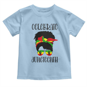 Black Women Toddler T Shirt Celebrate Juneteenth Messy Bun TS01 Light Blue Print Your Wear