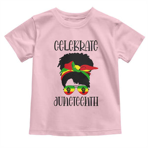 Black Women Toddler T Shirt Celebrate Juneteenth Messy Bun TS01 Light Pink Print Your Wear