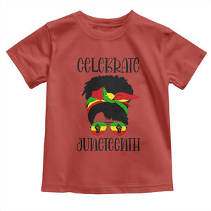 Black Women Toddler T Shirt Celebrate Juneteenth Messy Bun TS01 Red Print Your Wear