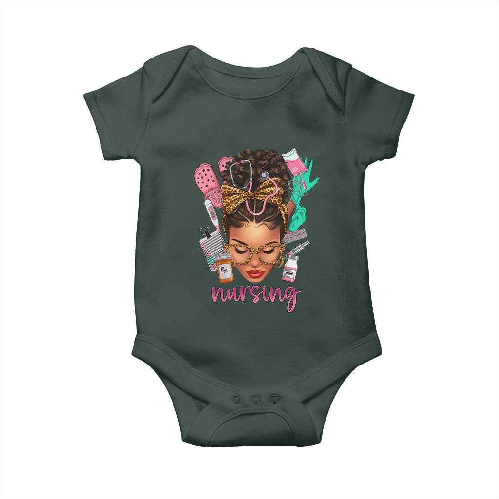 African American Nurse Baby Onesie Nursing Black Messy Bun TS01 Print Your Wear