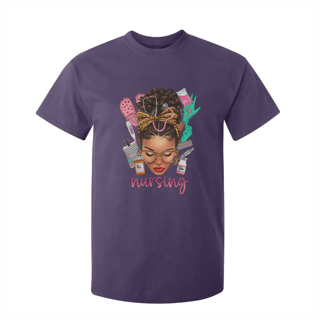 African American Nurse T Shirt For Kid Nursing Black Messy Bun TS01 Purple Print Your Wear