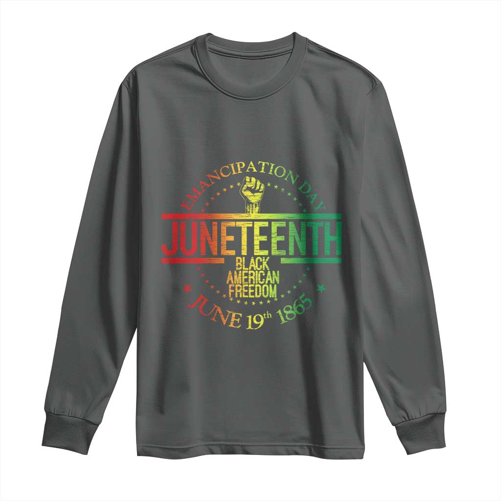 Emancipation Day Juneteenth 1865 Long Sleeve Shirt Black American Freedom History June 19th TS01 Dark Heather Print Your Wear