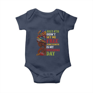 Afro Woman Baby Onesie Juneteenth is My Independence Day Not July 4th TS01 Navy Print Your Wear
