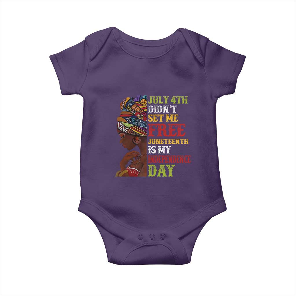 Afro Woman Baby Onesie Juneteenth is My Independence Day Not July 4th TS01 Purple Print Your Wear