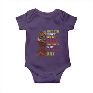 Afro Woman Baby Onesie Juneteenth is My Independence Day Not July 4th TS01 Purple Print Your Wear