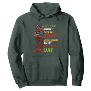 Afro Woman Hoodie Juneteenth is My Independence Day Not July 4th TS01 Dark Forest Green Printyourwear