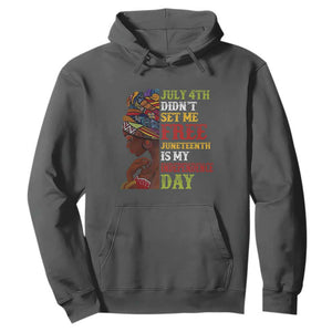 Afro Woman Hoodie Juneteenth is My Independence Day Not July 4th TS01 Dark Heather Printyourwear