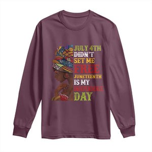 Afro Woman Long Sleeve Shirt Juneteenth is My Independence Day Not July 4th TS01 Maroon Print Your Wear