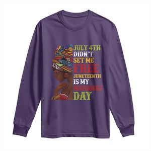 Afro Woman Long Sleeve Shirt Juneteenth is My Independence Day Not July 4th TS01 Purple Print Your Wear