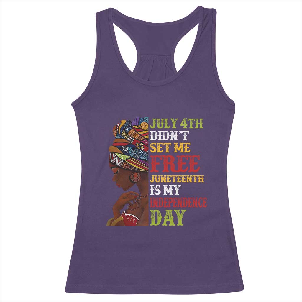 Afro Woman Racerback Tank Top Juneteenth is My Independence Day Not July 4th TS01 Purple Print Your Wear