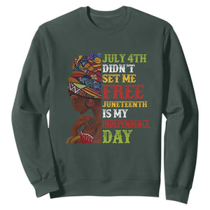 Afro Woman Sweatshirt Juneteenth is My Independence Day Not July 4th TS01 Dark Forest Green Printyourwear