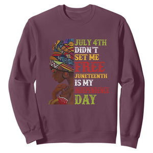 Afro Woman Sweatshirt Juneteenth is My Independence Day Not July 4th TS01 Maroon Printyourwear
