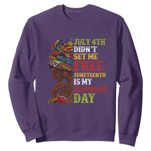 Afro Woman Sweatshirt Juneteenth is My Independence Day Not July 4th TS01 Purple Printyourwear