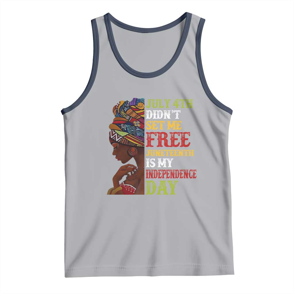 Afro Woman Tank Top Juneteenth is My Independence Day Not July 4th TS01 Athletic Heather Navy Print Your Wear