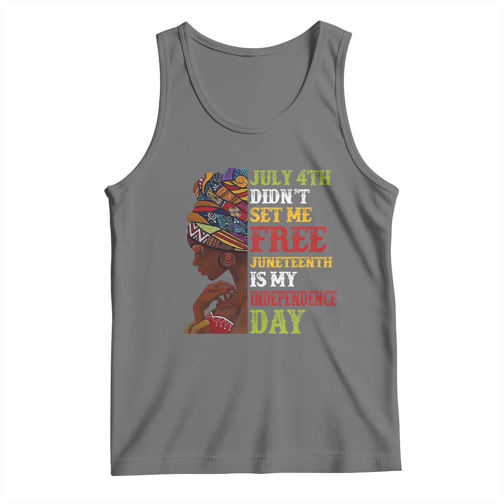 Afro Woman Tank Top Juneteenth is My Independence Day Not July 4th TS01 Black Heather Print Your Wear